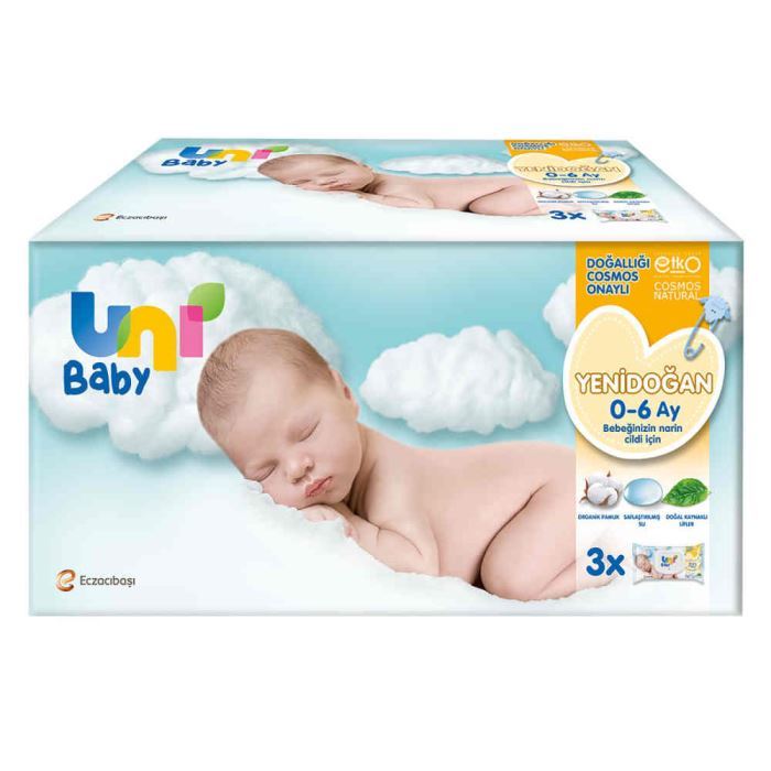 Uni Baby Islak Havlu Yenidoğan 3x40lı
