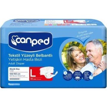 Canped Tekstil Yüzeyli Belbantlı Yetişkin Hasta Bezi Large 14adet