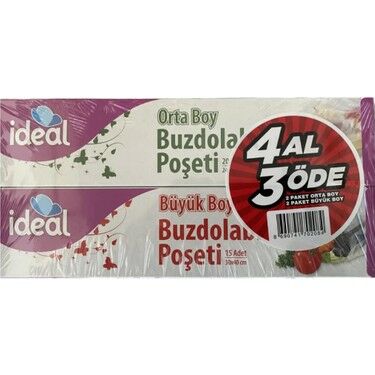 Koroplast İdeal Buzdolabı Poşeti Büyük/Orta Boy 4 Al 3 Öde