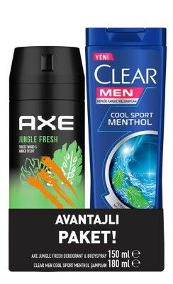 Axe Jungle Fresh Deodoran 150ml + Clear Men Cool Sport Menthol Şampuan 180ml