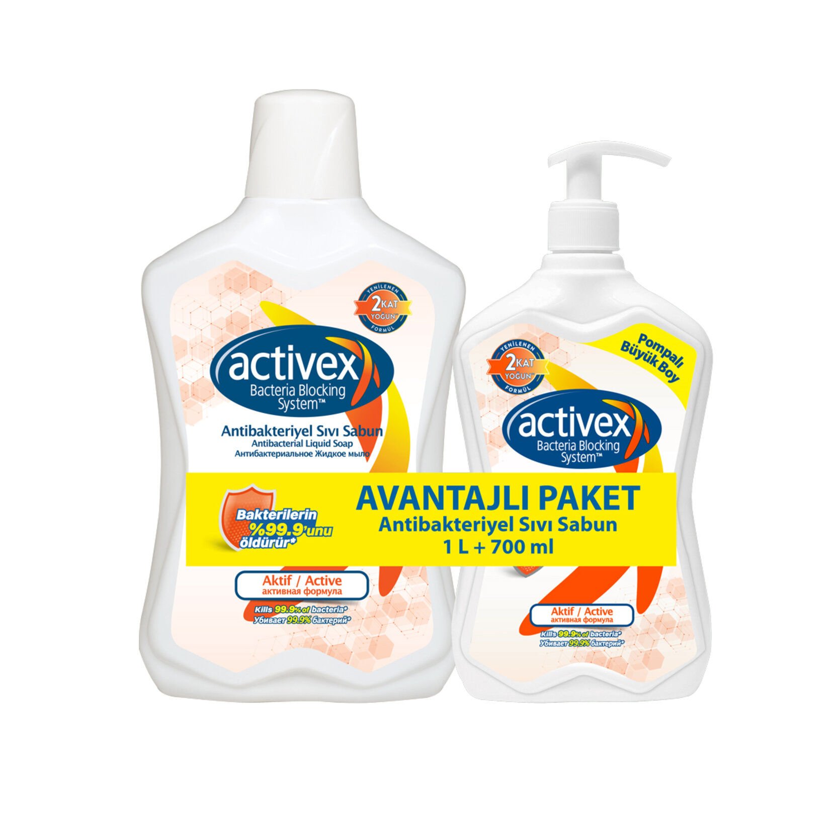 Activex Antibakteriyel Sıvı Sabun Aktif 1L + 700ml