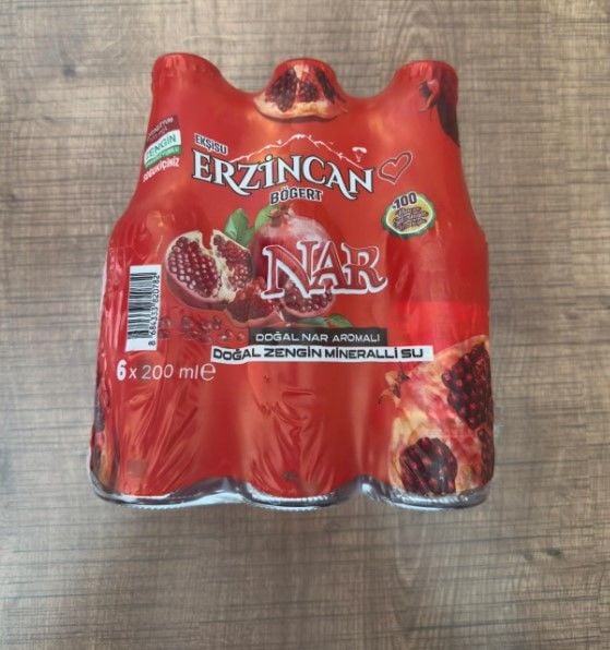 Ekşisu Erzincan Bögert Nar Aromalı Doğal Maden Suyu 6*200ml