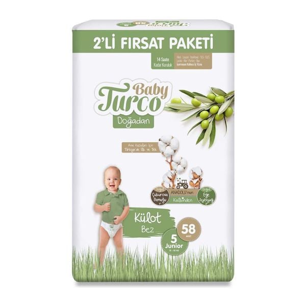 Baby Turco Doğadan Fırsat Paketi Bebek Bezi 5 Numara Juniour 58 Adet
