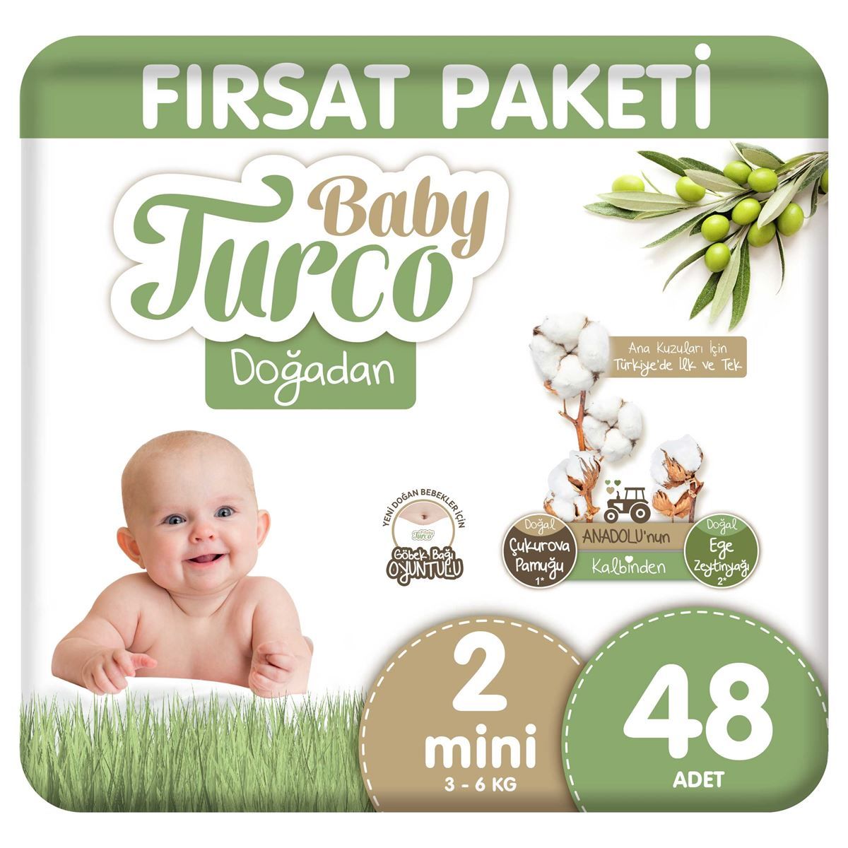 Baby Turco Doğadan Fırsat Paketi Bebek Bezi 2 Numara Midi 48 Adet