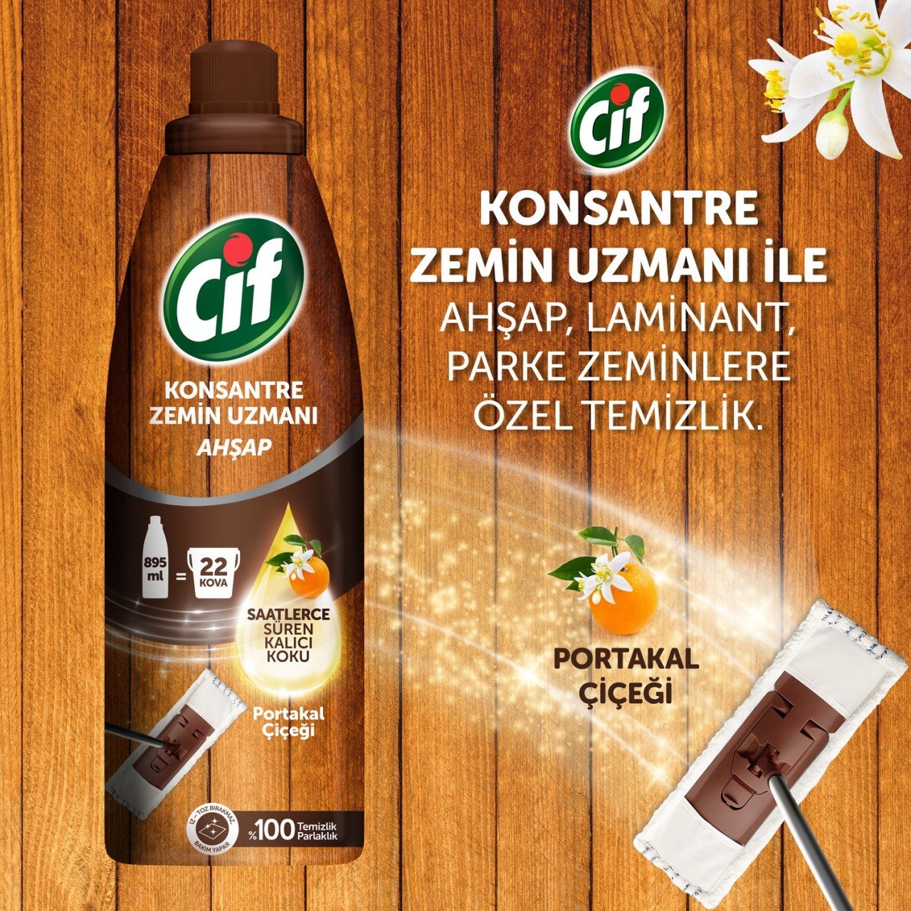 Cif Konsantre Zemin Uzmanı Ahşap Portakal Çiçeği 895ml