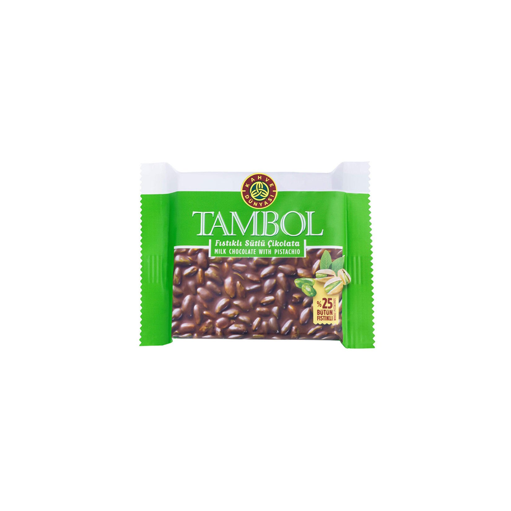 Kahve Dünyası Tambol Antep Fıstıklı Sütlü Çikolata Kare 77gr