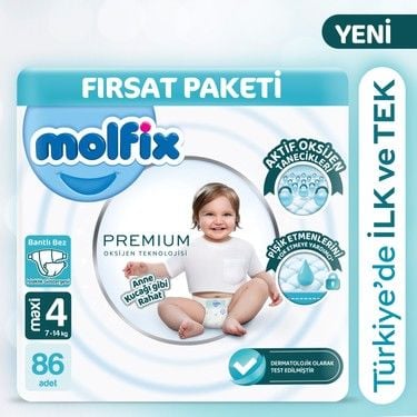 Molfix Premium Bebek Bezi 4 Beden  86 Adet Ultra Fırsat Paket
