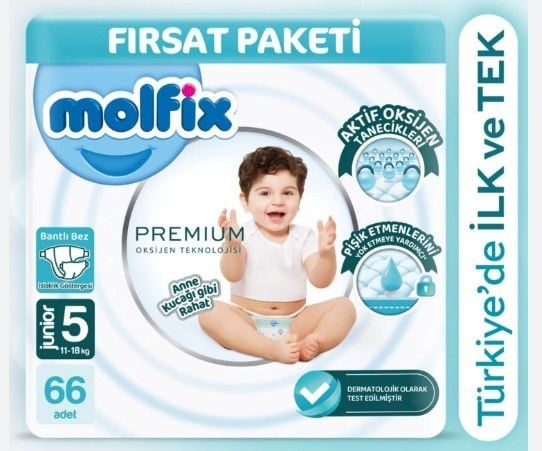 Molfix Premium Bebek Bezi 5 Beden 66 Adet Ultra Fırsat Paket