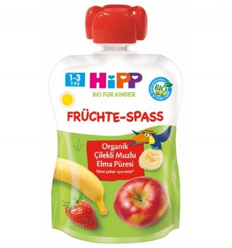 Hipp Organik Çilekli Muzlu Elma Püresi 90gr