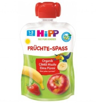 Hipp Organik Çilekli Muzlu Elma Püresi 90gr