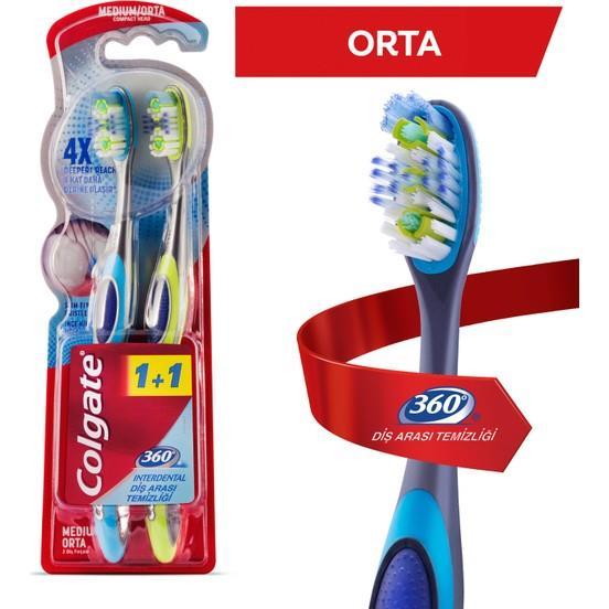 Colgate 360 Diş Arası Temizliği Orta Diş Fırçası 1+1