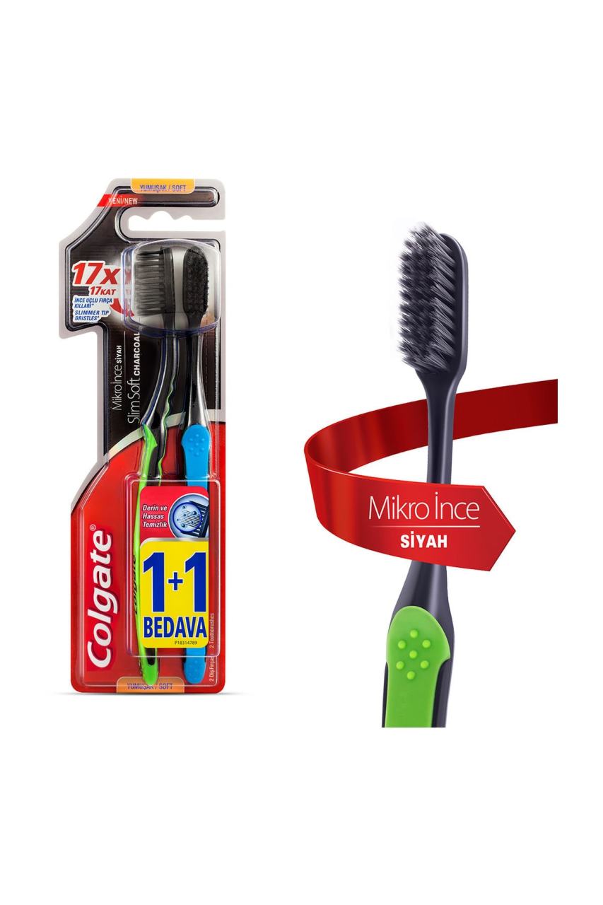 Colgate Mikroince Siyah Yumuşak Diş Fırçası 1+1