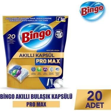 Bingo Pro Max Akıllı Kapsül Bulaşık Tableti 20'li