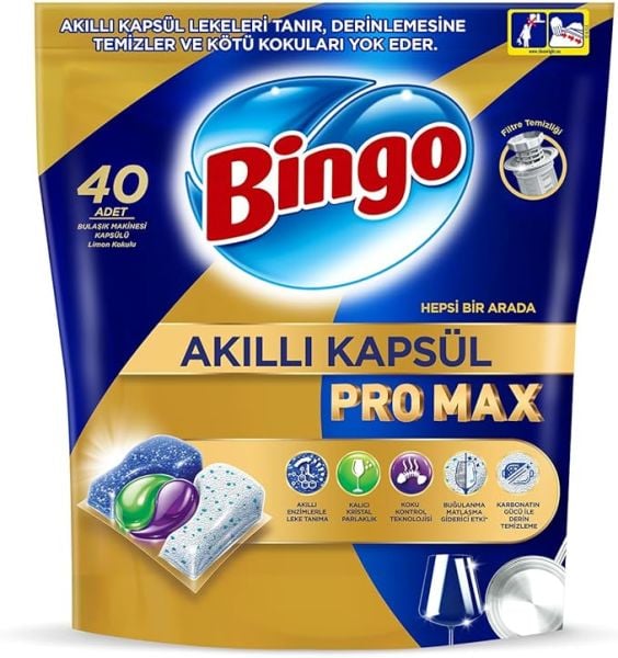 Bingo Pro Max Akıllı Kapsül Bulaşık Tableti 40'lı