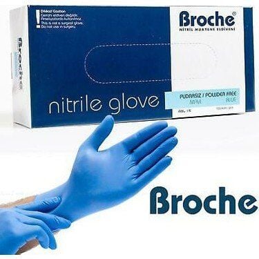 Broche Nitril Eldiven Mavi Large 100lü