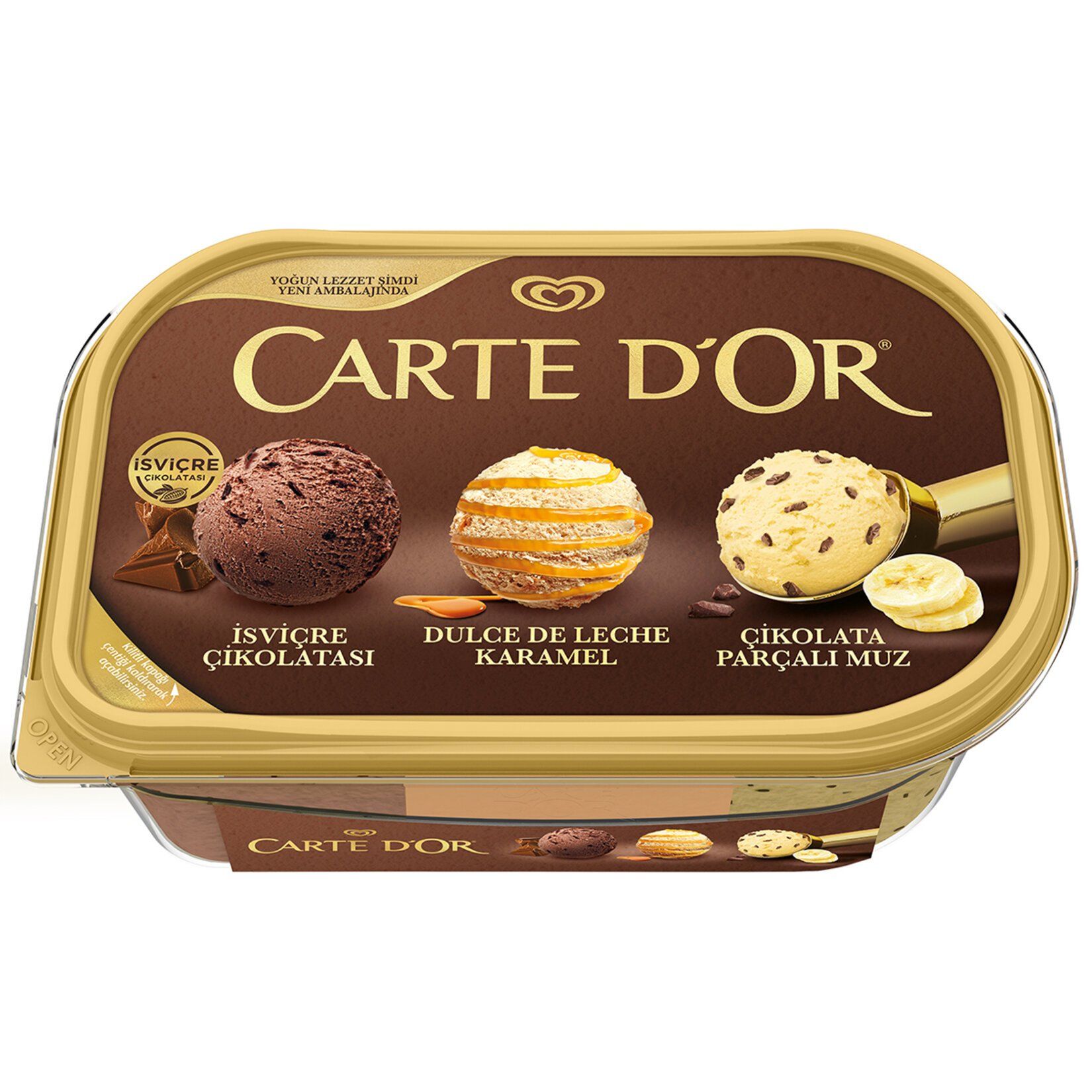 Carte D'or İsviçre Çikolatası Dulce De Leche Karamel Çikolata Parçalı Muz Dondurma 850ml