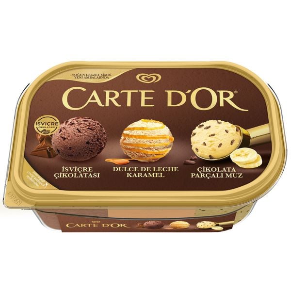 Carte D'or İsviçre Çikolatası Dulce De Leche Karamel Çikolata Parçalı Muz Dondurma 850ml
