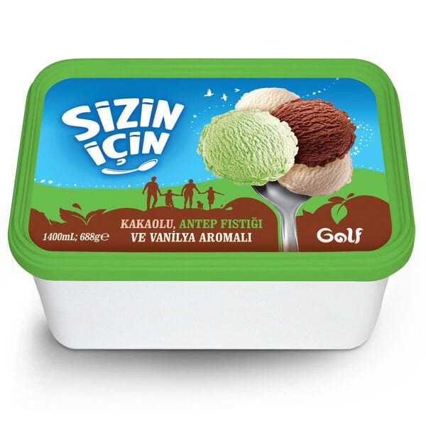Golf Sizin İçin Antep Fıstığı-Kakao-Vanilya Dondurma 1400ml