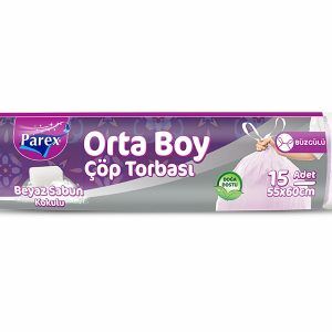 Parex Ekonomik Büzgülü Orta Boy Çöp Torbası Beyaz Sabun Kokulu 15li