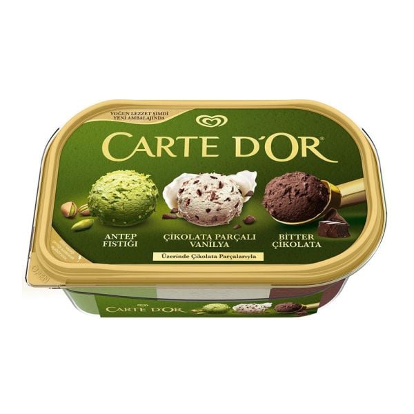 Carte D'or Antep Fıstığı, Çikolata Parçalı Vanilya Bitter Çikolata Dondurma 850ml