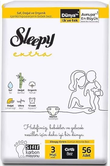 Sleepy Extra Çocuk Bezi 56lı 4-9kg (3-Midi)