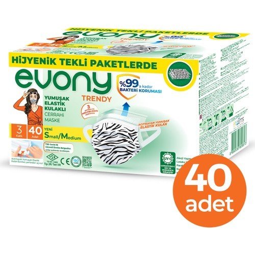 Evony Desenli Maske 40lı Trendy Small-Medium