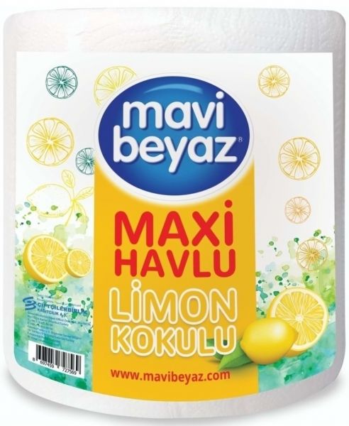 Mavi Beyaz Limo Kokulu Dev Havlu