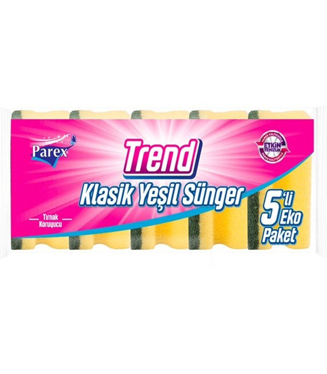Parex Trend Oluklu Yeşil Sünger 5li