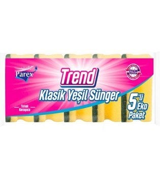 Parex Trend Oluklu Yeşil Sünger 5li