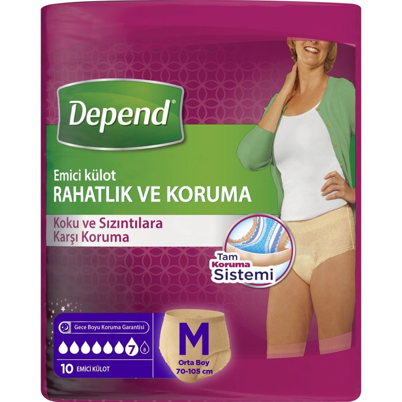 Depend Külotlu Hasta Bezi Orta Boy 10lu