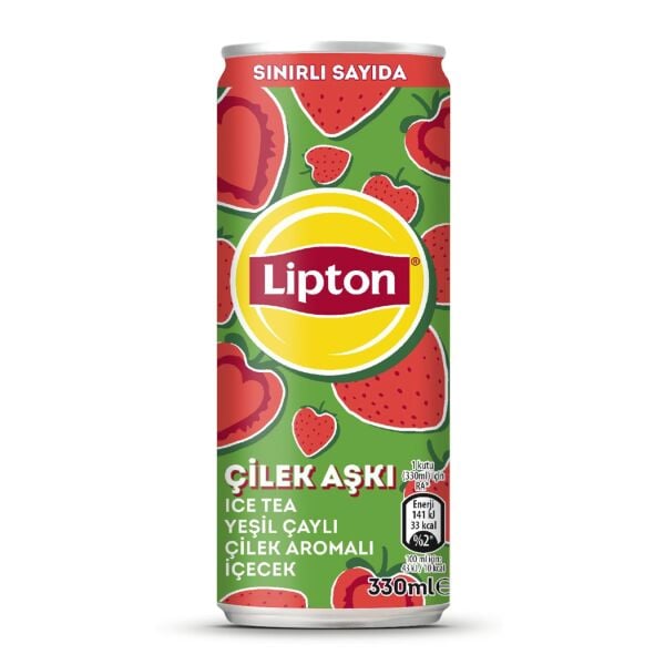Lipton Ice Tea Çilek Aşkı Yeşil Çaylı Çilek Aromalı 330ml
