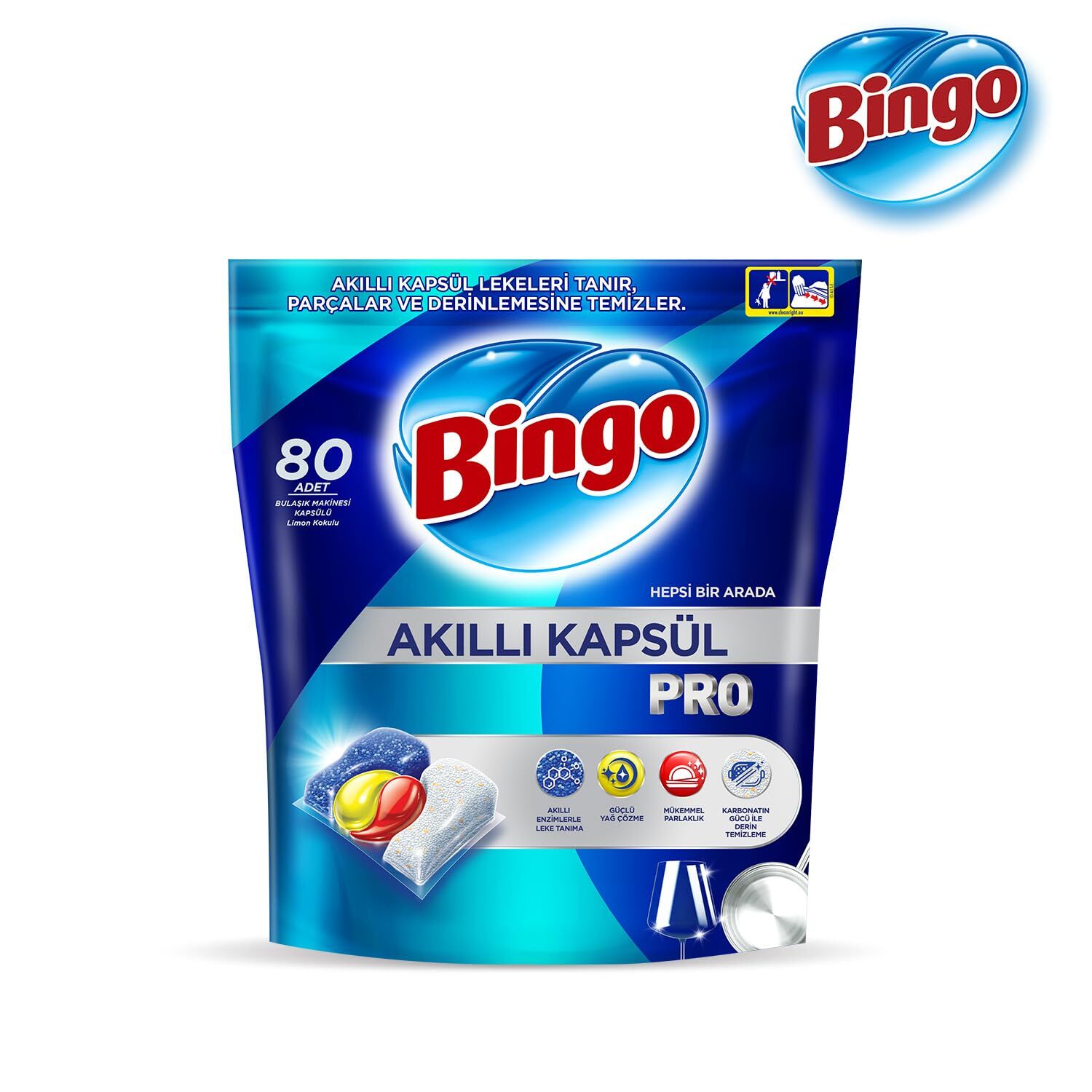 Bingo Pro Max Akıllı Kapsül Pro Bulaşık Tableti 80'li