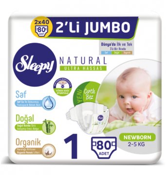 Sleepy Jumbo 2'li Çocuk Bezi 1 Beden 2-5kg
