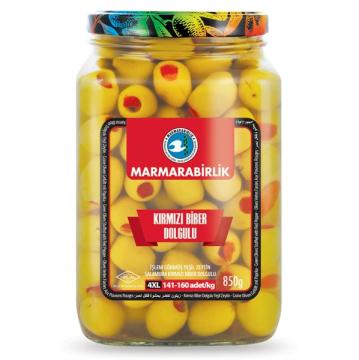 Marmarabirlik Kırmızı Biber Dolgulu Yeşil Zeytin 850gr cam