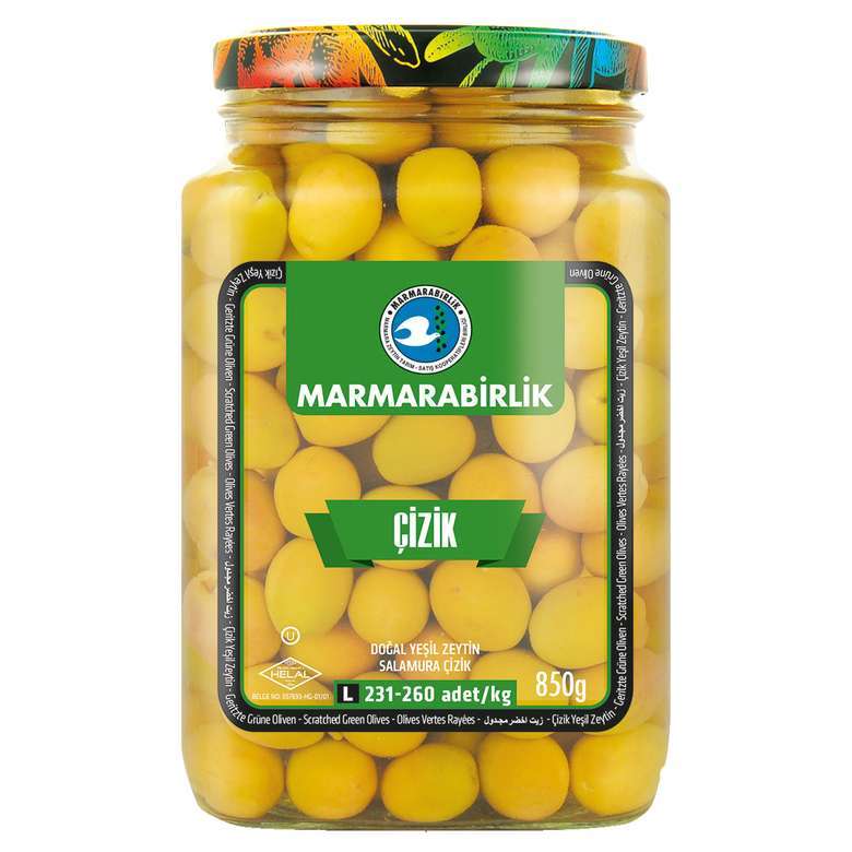 Marmarabirlik Çizik Yeşil Zeytin 850gr cam