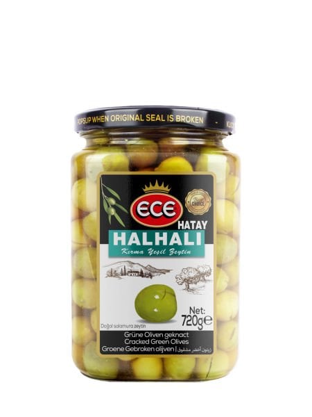 Ece Halhalı Kırma Yeşil Zeytin 720 gr cam