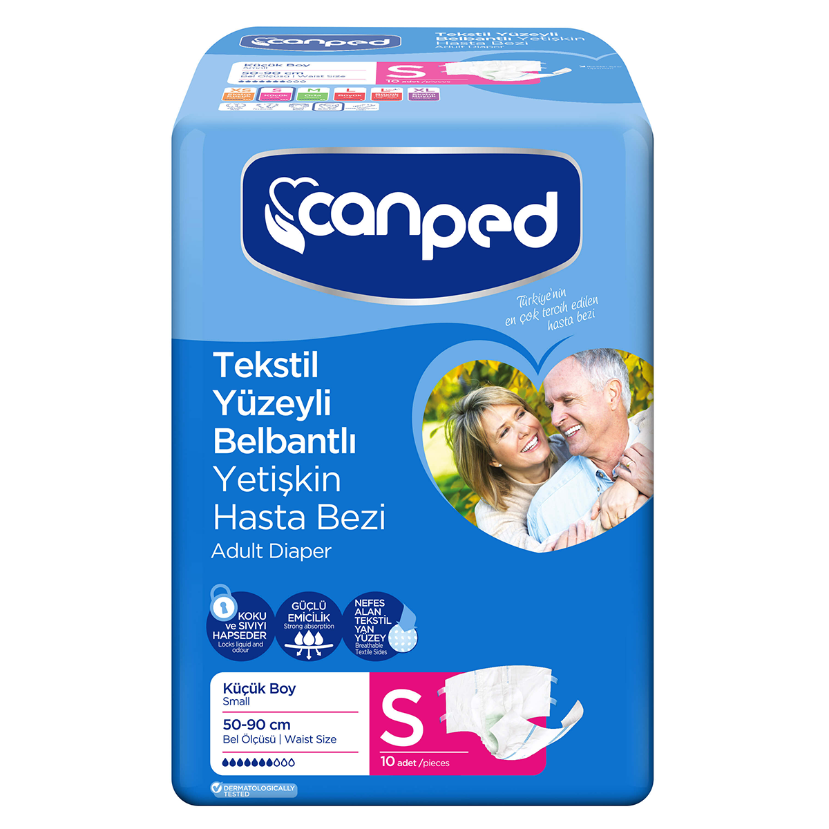 Canped Tekstil Yüzeyli Belbantlı Yetişkin Hasta Bezi Small 9adet