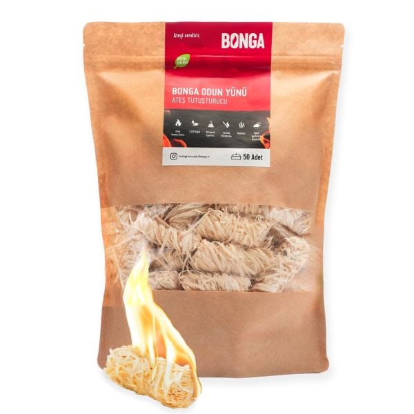 Bonga Odun Yünü Ateş Tutuşturucu 50 adet 700 gr