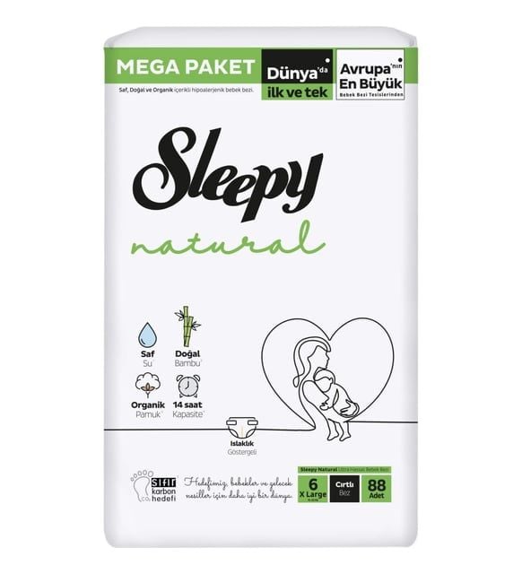 Sleepy Natural Çocuk Bezi 6 Beden 15-25kg 88 Adet