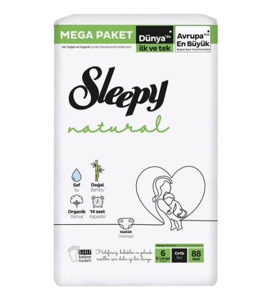 Sleepy Natural Çocuk Bezi 6 Beden 15-25kg 88 Adet