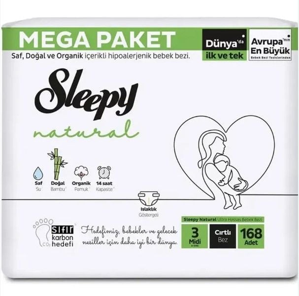 Sleepy Natural Çocuk Bezi 3 Beden 4-9kg 168 Adet