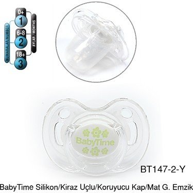 BabyTime Kiraz Uçlu Şeffaf Desenli Emzik 6-18 Ay