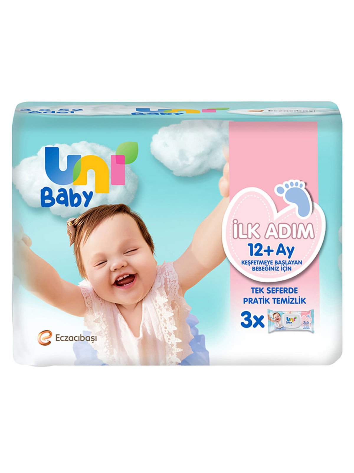 Uni Baby Islak Havlu İlk Adım 12+ Ay 3x52li