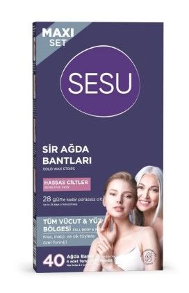 Sesu Tüm Vücut & Yüz Bölgesi Sir Ağda Bantları Hassas Ciltler 40'lı