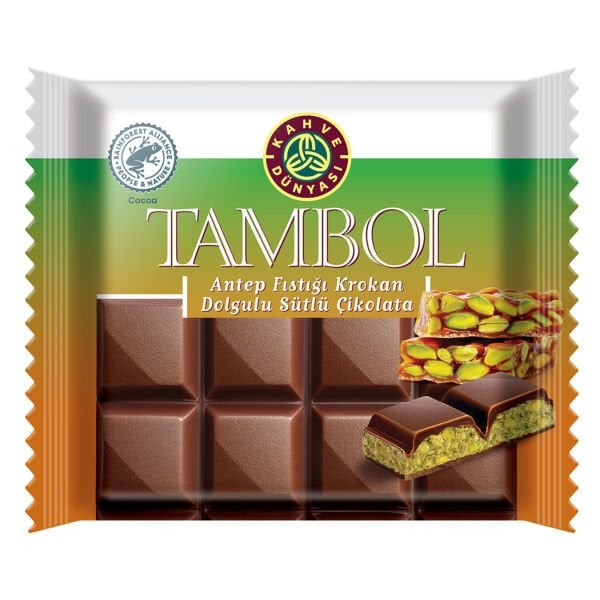 Kahve Dünyası Tambol Antep Fıstığı Krokan Dolgulu Sütlü Çikolata 100gr