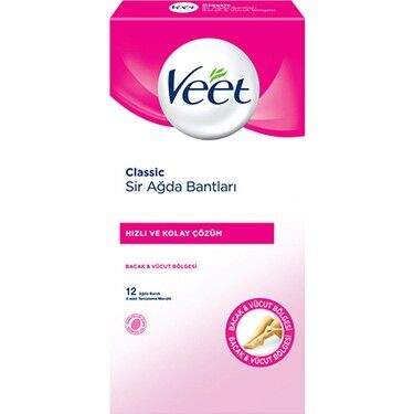 Veet Classic Sir Ağda Bantları 12 ağda bandı+2 Temizleme Mendili