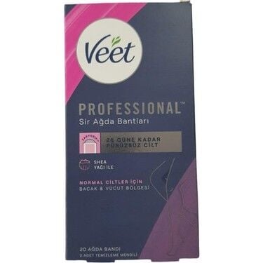 Veet Professional Sir Ağda Bantları 20 ağda bandı+2 Temizleme Mendili Shea Yağı
