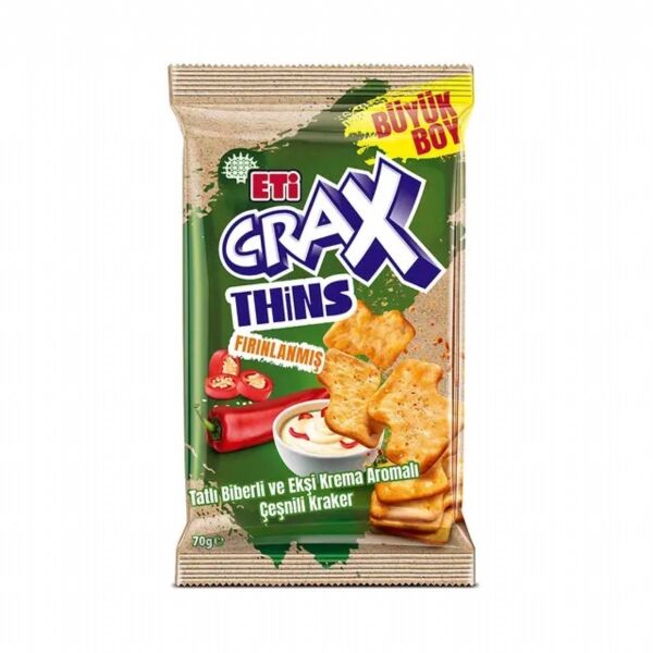 Eti Crax Thins Tatlı Biberli ve Ekşi Krema Aromalı Fırınlanmış 70gr