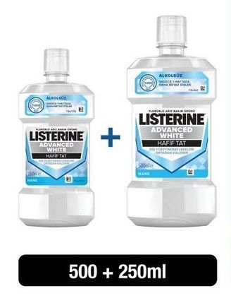 Listerine Ağız Çalkalama Suyu Advanced White Hafif Tat 500ml+250ml Hediyeli