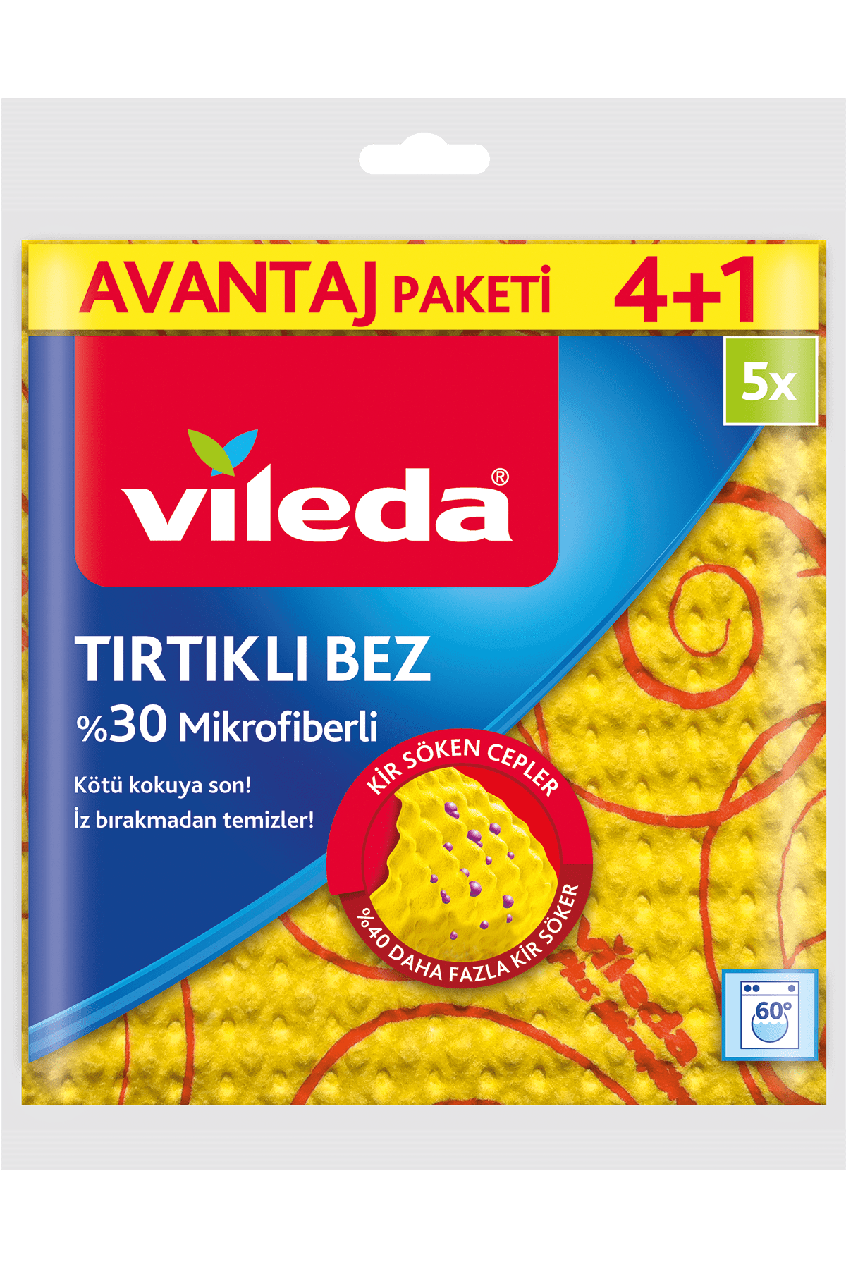 Vileda %30 Mikrofiber Tırtıklı Temizlik Bezi 4lü